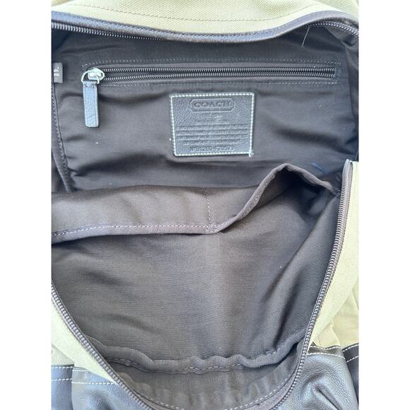 Coach Beige Heritage Web Backpack MISSING ZIP HANDLES - Picture 11 of 12